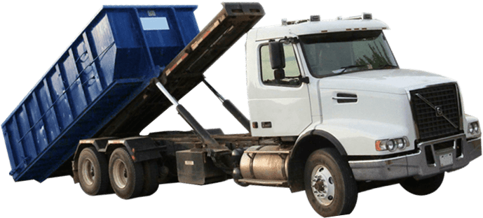 Truck lowering dumpster